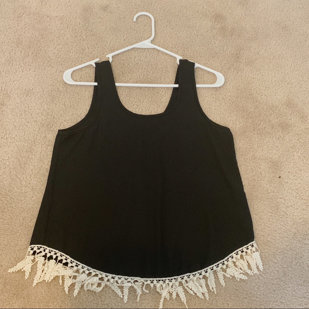 Black tank top with lace detailing